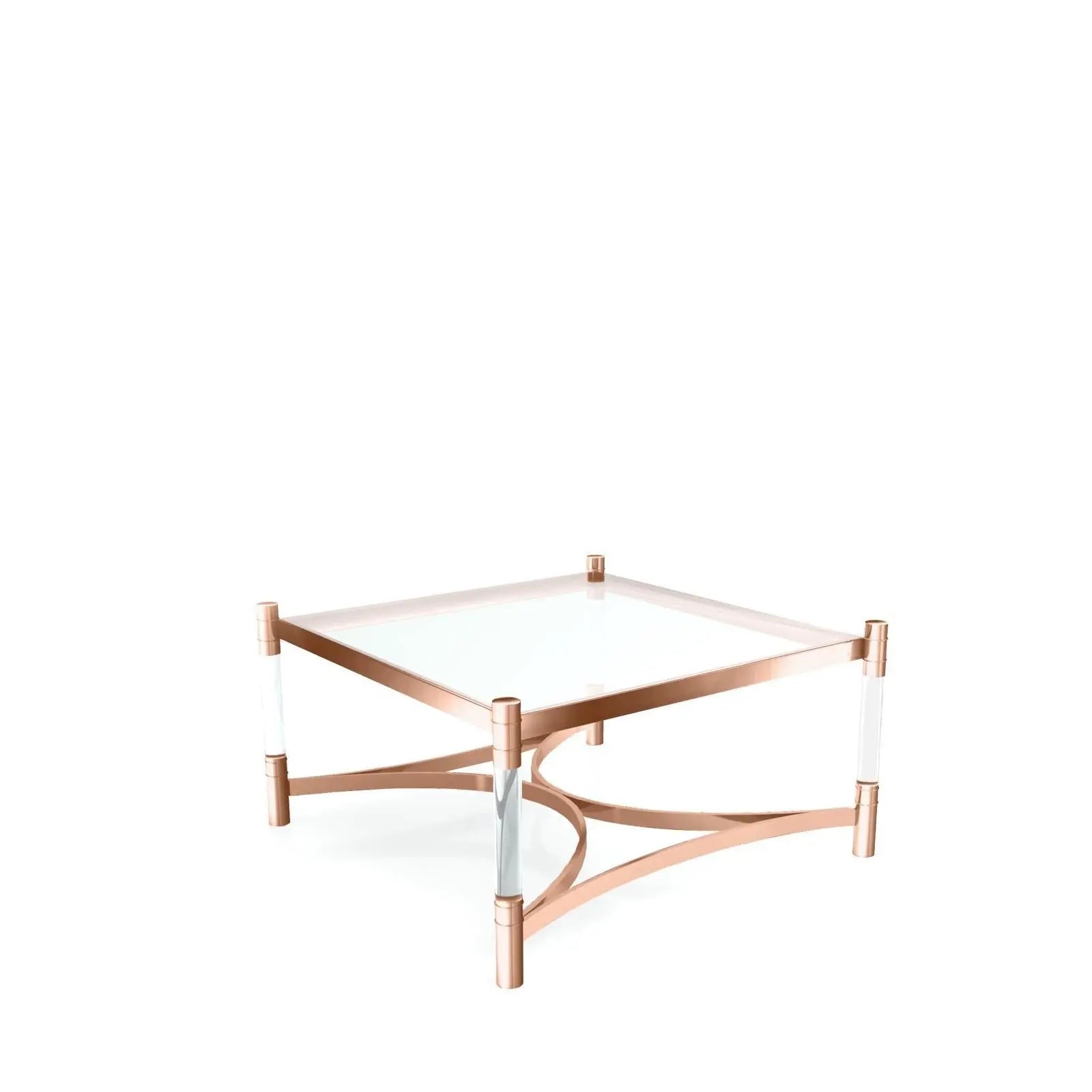 Varossi Square Rose Gold Polished Stainless Steel Base Coffee Table RG
