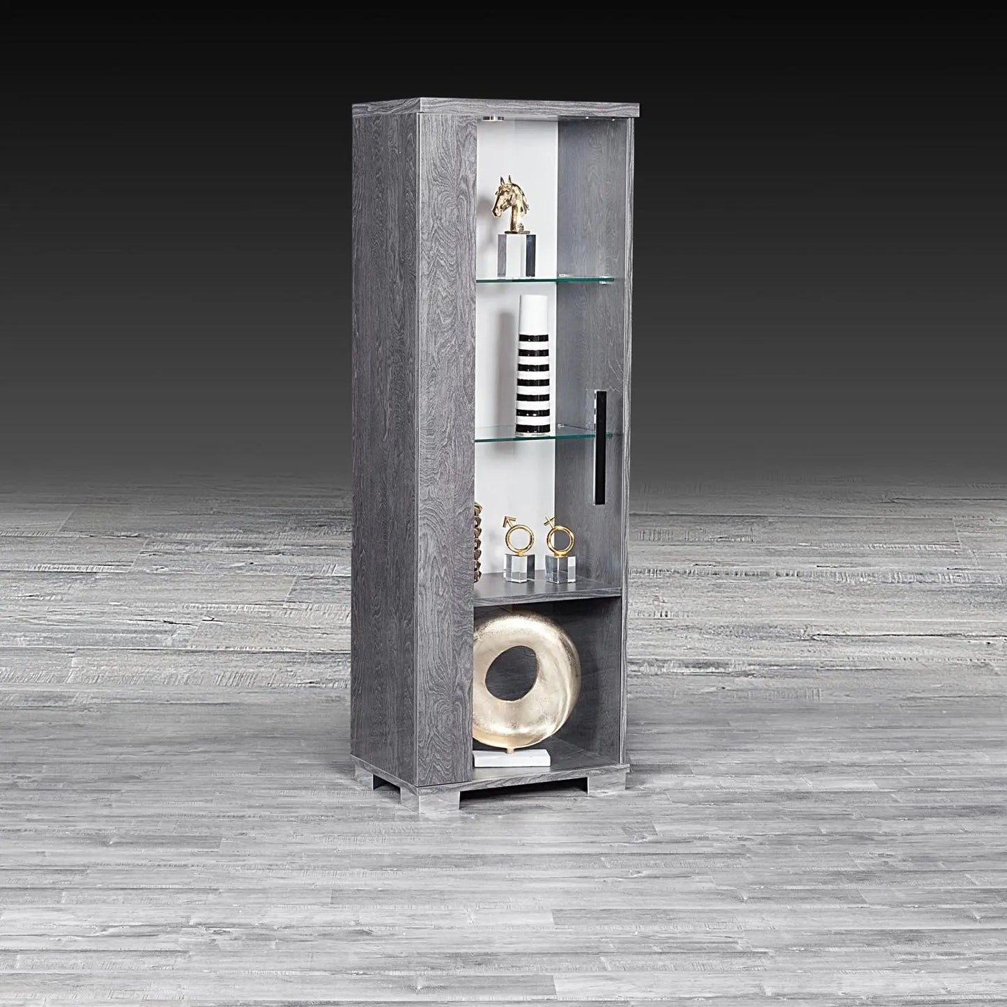 Ventura Single-Door Curio Cabinet | Gray Birch