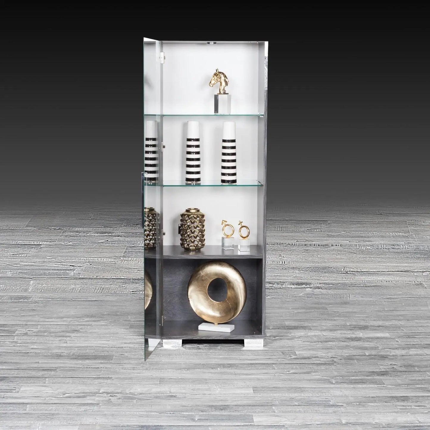 Ventura Single-Door Curio Cabinet | Gray Birch