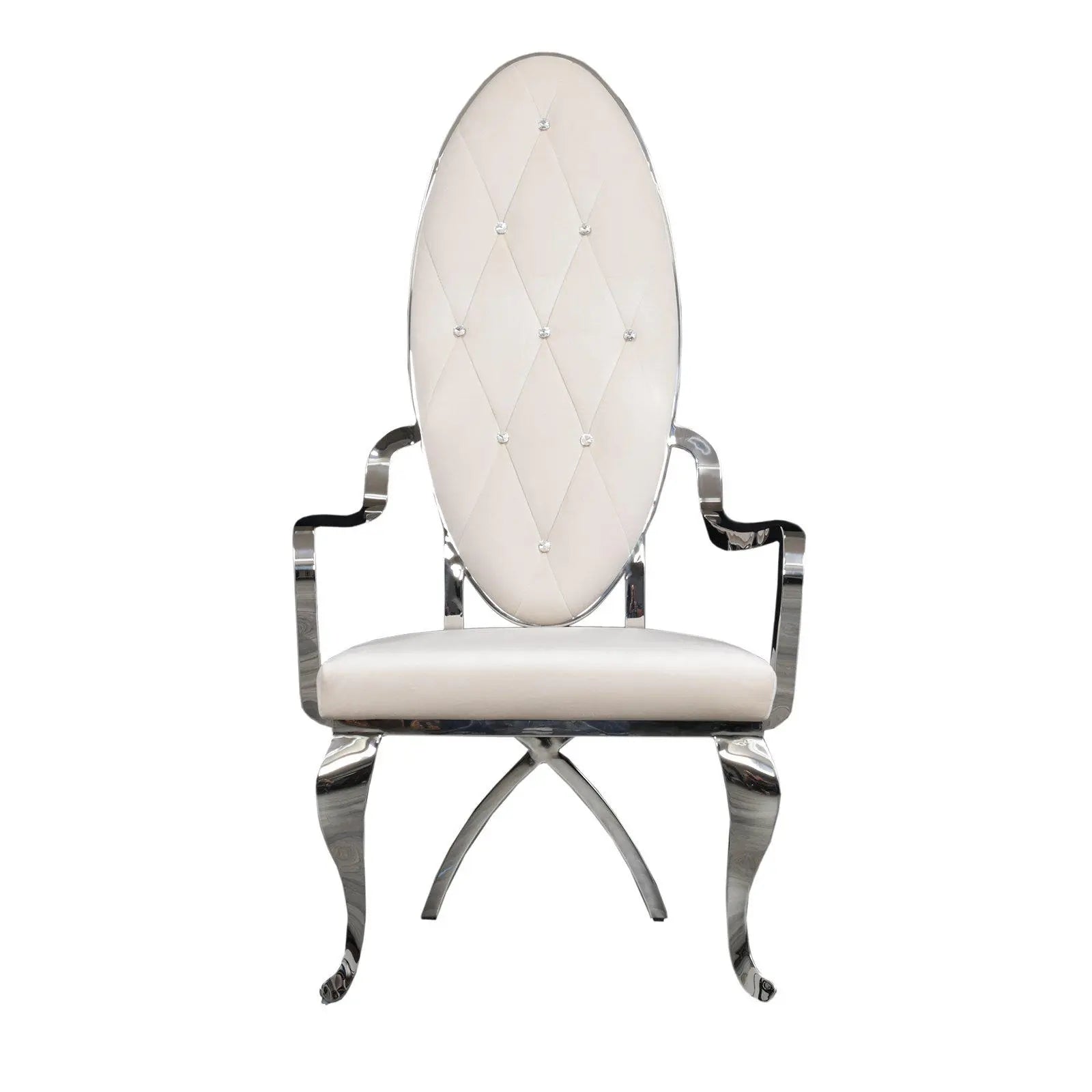 Wonderland White Polished Stainless Steel Base Dining Chair