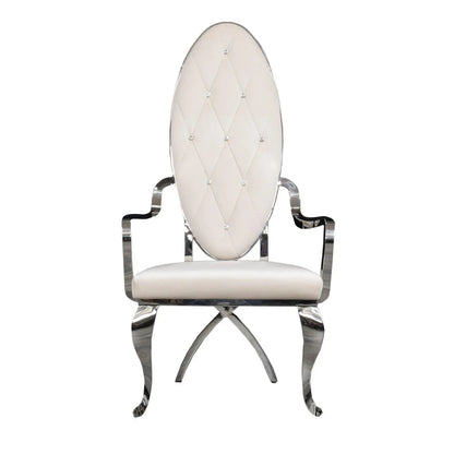 Wonderland White Polished Stainless Steel Base Dining Chair