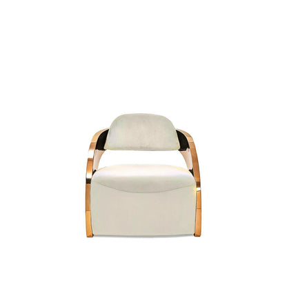 Zetta Rose Gold Polished Stainless Steel Base Beige Velvet Accent Chair RG