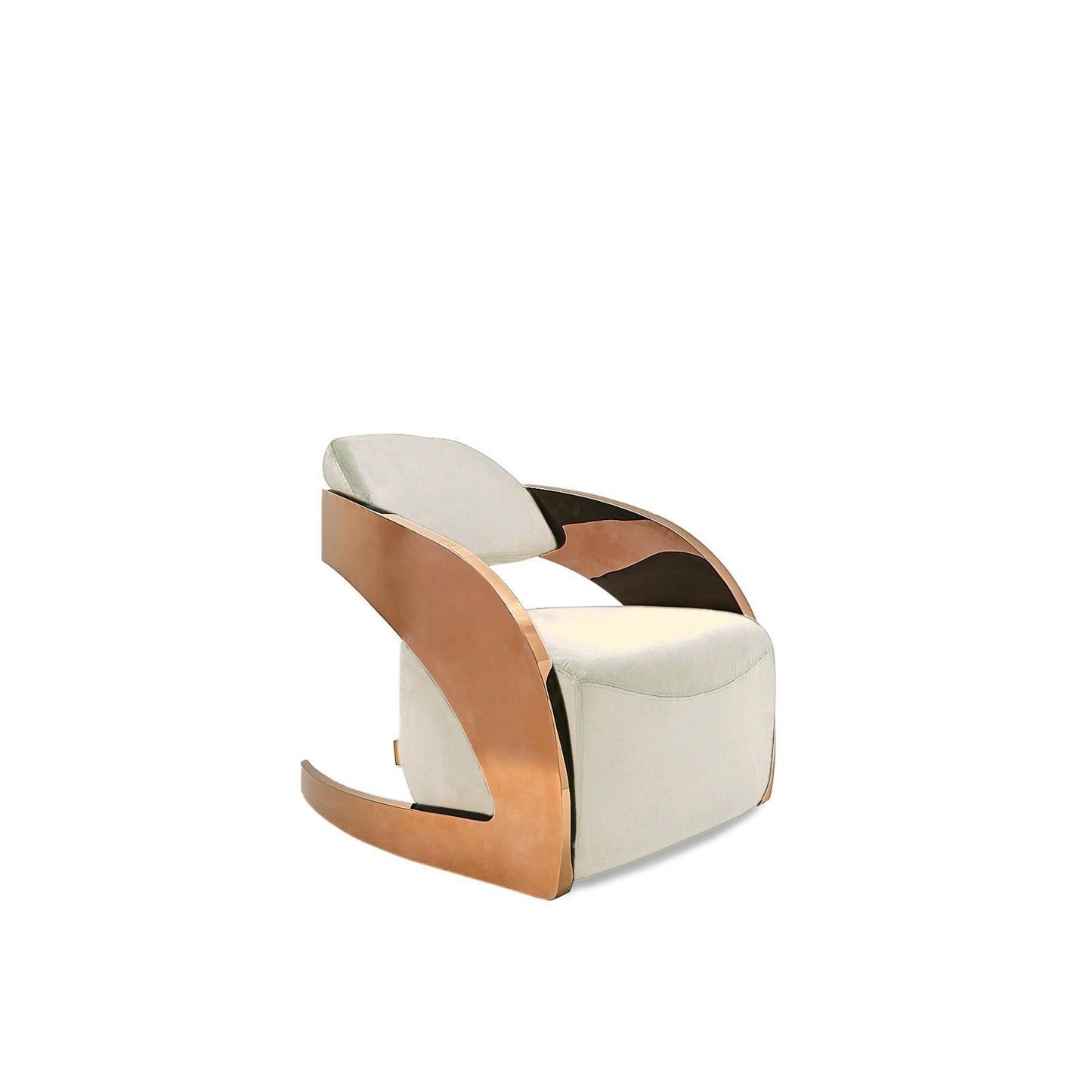 Zetta Arm Chair with Rose Gold Base | Velvet Upholstery