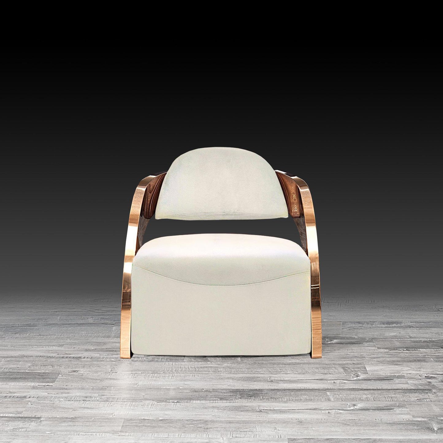 Zetta Arm Chair with Rose Gold Base | Velvet Upholstery