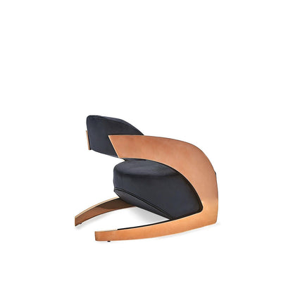 Zetta Arm Chair with Rose Gold Base | Velvet Upholstery