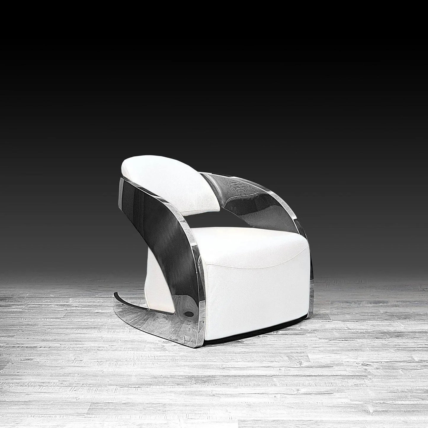 Zetta Silver Accent Chair – Leather Edition