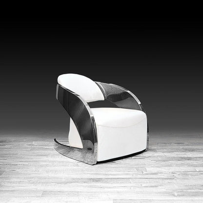 Zetta Silver Accent Chair – Leather Edition