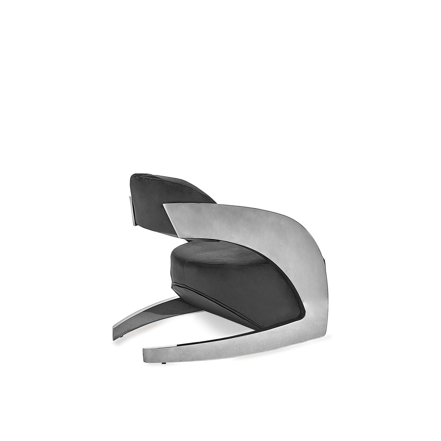 Zetta Silver Arm Chair | Soft Velvet Finish