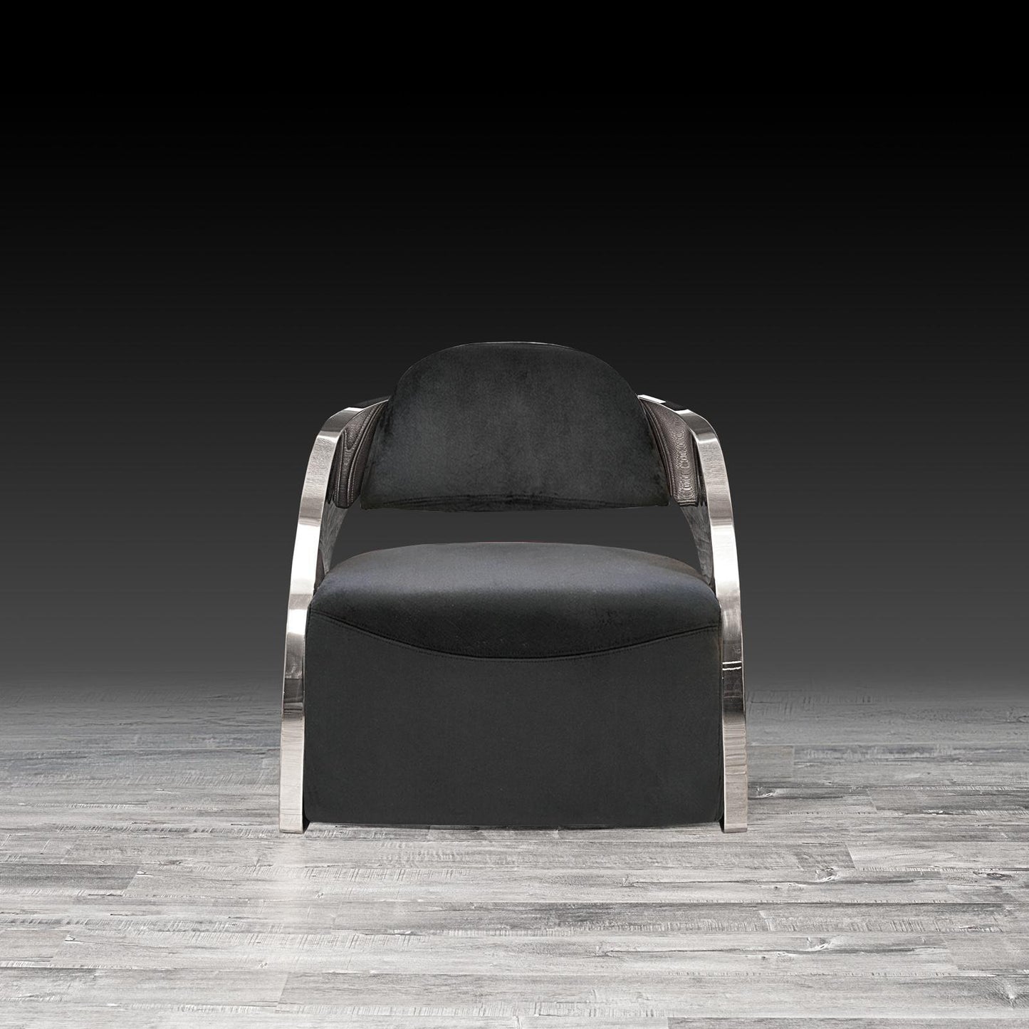 Zetta Silver Arm Chair | Soft Velvet Finish