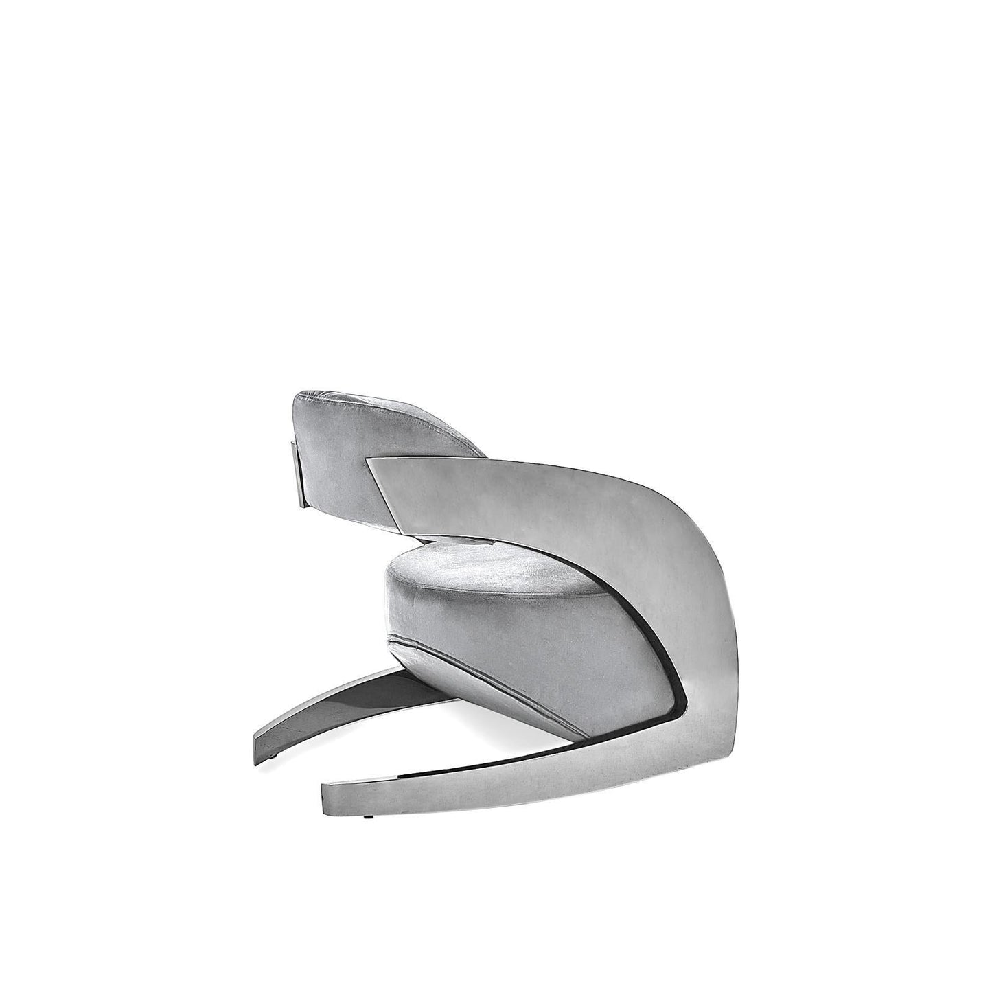 Zetta Silver Arm Chair | Soft Velvet Finish