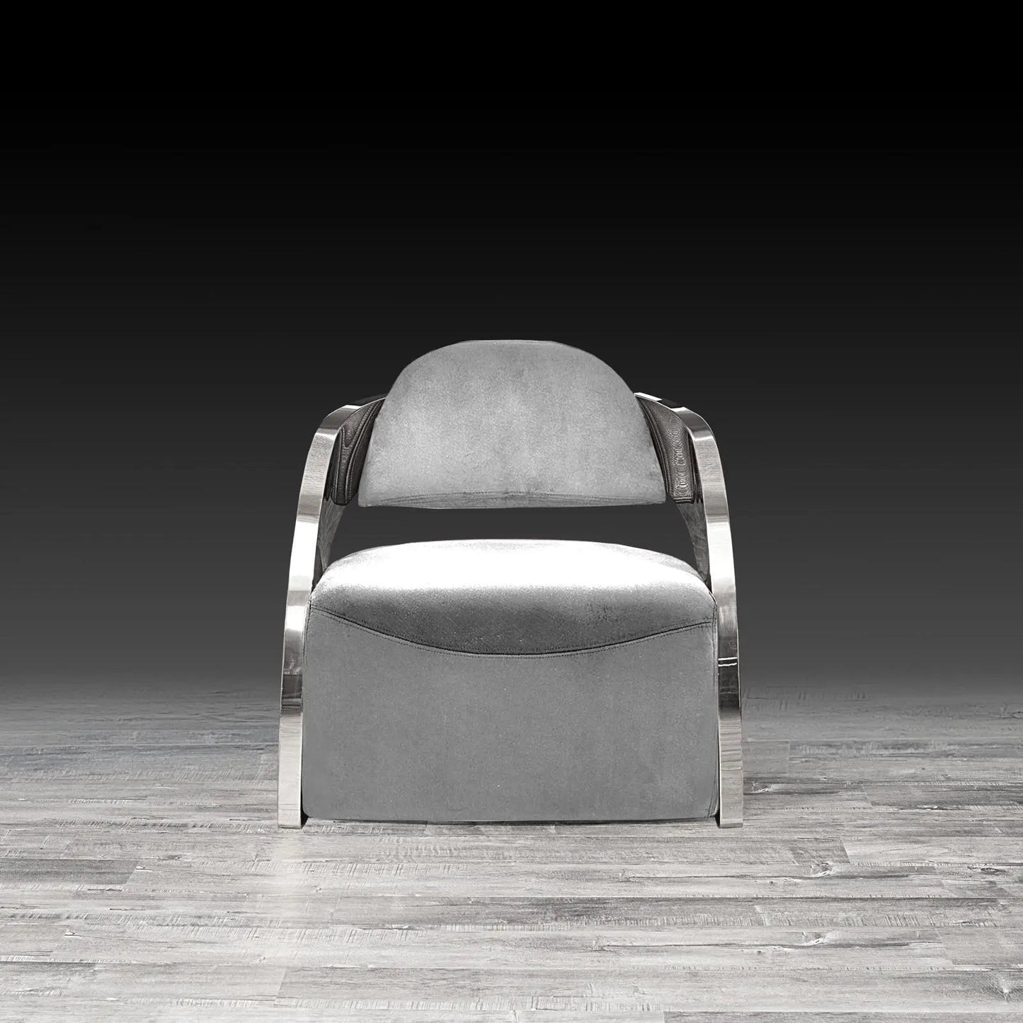 Zetta Silver Arm Chair | Soft Velvet Finish