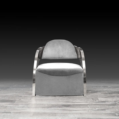 Zetta Silver Arm Chair | Soft Velvet Finish