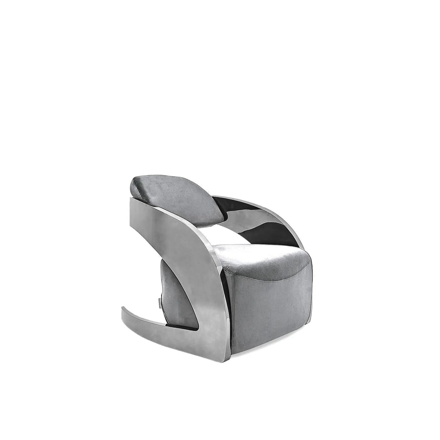 Zetta Silver Arm Chair | Soft Velvet Finish