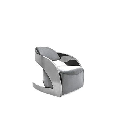 Zetta Silver Arm Chair | Soft Velvet Finish